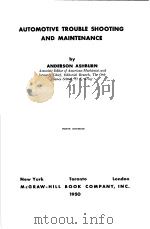 AUTOMOTIVE TROUBLE SHOOTING AND MAINTENANCE PDF电子版封面 ANDERSON ASHBURN