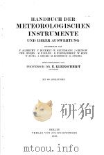 HANDBUCH DER METEOROLOGISCHEN INSTRUMENTE UND IHRER AUSWERTUNG PDF电子版封面