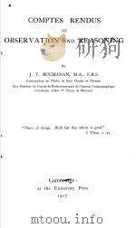COMPTES RENDUS OF OBSERVATION AND REASONING PDF电子版封面 J.Y.BUCHANAN
