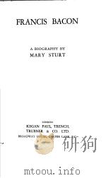 FRANCIS BACON PDF电子版封面 MARY STURT