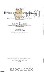 APPLIED HYDRO- AND AEROMECHANICS PDF电子版封面 O.G.TIETJENS PH.D. J.P.DEN HA