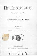 DIE ERDBEBENWARTE MONATSSCHRIFT PDF电子版封面 A.BELAR