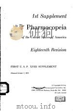 1ST SUPPLEMENT TO THE PHARMACOPEIA OF THE UNITED STATES OF AMERICA EIGHTEENTH REVISION PDF电子版封面