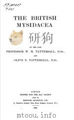 THE BRITISH MYSIDACEA PDF电子版封面 PROFESSOR W.M.TATTERSALL AND O
