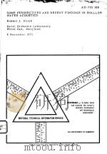 SOME PERSPECTIVES AND RECENT FINDINGS IN SHALLOW WATER ACOUSTICS PDF电子版封面 ROBERT J.URICK
