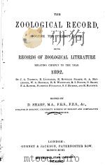 THE ZOOLOGICAL RECORD 1892 VOLUME 29 PDF电子版封面