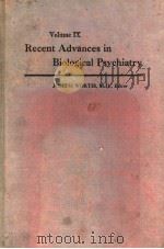 RECENT ADVANCES IN BIOLOGICAL PSYCHIATRY  VOLUME 9（ PDF版）