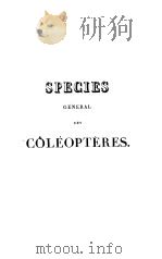 SPECIES GENERAL DES COLEOPTERES TOME 1 PDF电子版封面