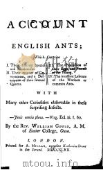 ACCOUNT OF ENGLISH ANTS PDF电子版封面