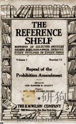 THE REFERENCE SHELF VOLUME 1 NUMBER 11 1923 PDF电子版封面