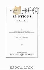 THE ORIGIN AND NATURE OF THE EMOTIONS 1915 PDF电子版封面