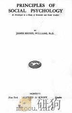 PRINCIPLES OF SOCIAL PYCHOLOGY 1922 PDF电子版封面