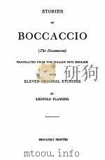 STORIES OF BOCCACIO THE DECAMERON VOLUME TWO PDF电子版封面