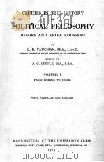 STUDLES IN THE HISTORY OF POLITICAL PHILOSOPHY VOLUME 1（1925 PDF版）