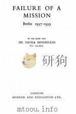 FAILURE OF A MISSION 1937-1939   1940  PDF电子版封面     