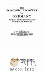 THE ECONOMIC RECOVERY OF GEBMANY（1939 PDF版）