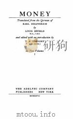 MONEY VOLUME 1     PDF电子版封面    LOUIS INFIELD 