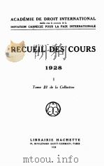 RECUEIL DES COURS 1928 I 1929 PDF电子版封面