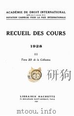 RECUEIL DES COURS 1928 III 1929 PDF电子版封面