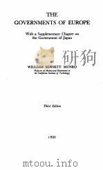 THE GOVERNMENTS OF EUROPE THIRD EDITION 1939 PDF电子版封面