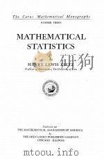 MATHEMATICAL STATISTICS 1927 PDF电子版封面