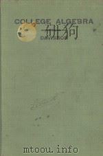 COLLEGE ALGEBRA PDF电子版封面 SCHUYLER C. DAVISSON