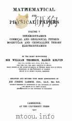 MATHEMATICAL AND PHYSICAL PAPERS VOLUME V（1911 PDF版）