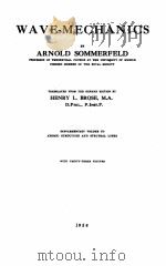 WAVE-MECHANICS 1936 PDF电子版封面
