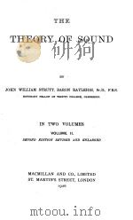 THE THEORY OF SOUND VOLUME II 1926 PDF电子版封面
