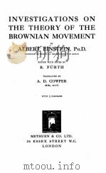INVESTIGATIONS ON THE THEORY OF THE BROWNIAN MOVEMENT（1926 PDF版）