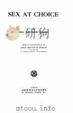 SEX AT CHOICE 1925 PDF电子版封面