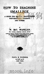 HOW TO DIAGNOSE SMALLPOX 1914 PDF电子版封面 W. MCC. WANKLYN