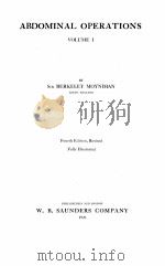 ABDOMINAL OPERATIONS VOLUME I FOURTH EDITION（1926 PDF版）