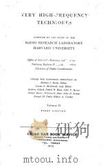 VERY HIGH-FREQUENCY TECHNIQUES VOLUME II FIRST EDITION（1950 PDF版）