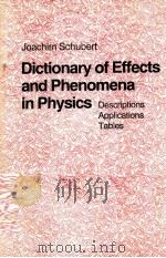 DICTIONARY OF EFFECTS AND PHENOMENA IN PHYSICS PDF电子版封面 0895734877