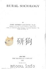 RURAL SOCIOLOGY（1922 PDF版）