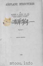 AIRPLANE STRUCTURES VOLUME 1 SECOND EDITION 1938 PDF电子版封面