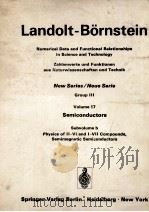 Landolt-Bornstein New Series / Neue Serie Group III Volume 17 Semiconductors Subvolume b PDF电子版封面 3540113088