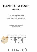 POEMS FROM PUNCH 1909-1920 1922 PDF电子版封面