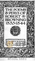 THE POEMS & PLAYS OF ROBERT BROWNING 1833-1844 1919 PDF电子版封面