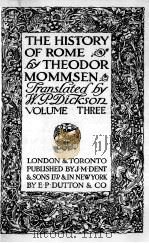 THE HISTORY OF ROME VOLUME THREE 1921 PDF电子版封面