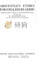 ARISTOTLE‘S ETHICS FOR ENGLISH READERS（1946 PDF版）