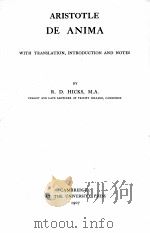 ARISTOTLE DE ANIMA 1907 PDF电子版封面 R.D.HICKS