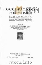 OCCUPATIONS FOR WOMEN SECOND EDITION 1927 PDF电子版封面