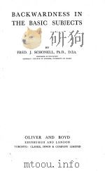 BACK WARDNESS IN THE BASIC SUBJECTS 1946 PDF电子版封面
