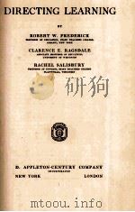 DIRECTING LEARNING PDF电子版封面 ROBERT W. FREDERICK