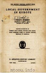 LOCAL GOVERNMENT IN EUROPE（1939 PDF版）