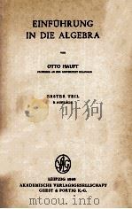 EIFUHRUNG IN DIE ALGEBRA ERSTER TEIL 3. AUFLAGE（1929 PDF版）