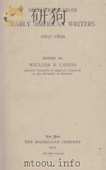 SELECTIONS FROM EARLY AMERICAN WRITERS 1607-1800（1912 PDF版）