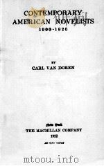 CONTEMPORARY AMERICAN NOVELISTS 1900-1920（1922 PDF版）
